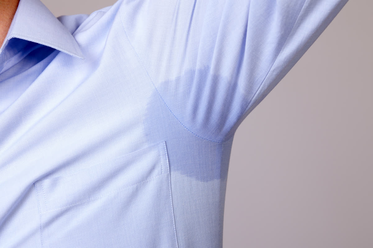 Underarm sweat from axillary hyperhidrosis