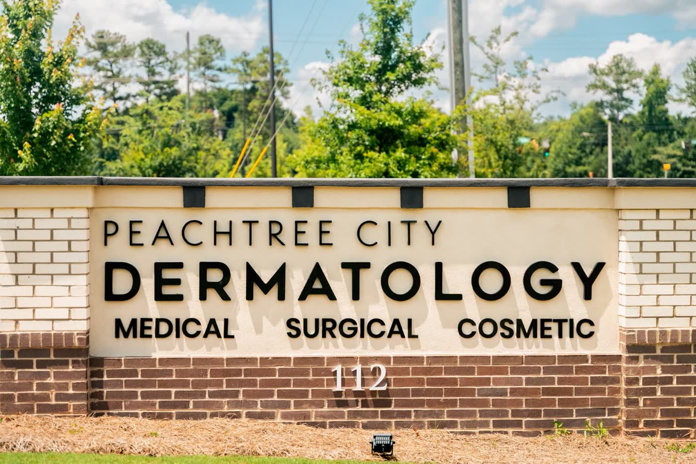 The Peachtree City Dermatology monument sign: Medical, Surgical, Cosmetic